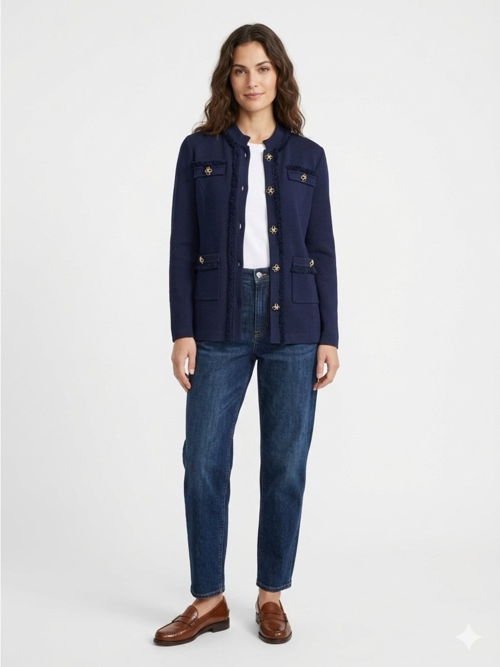 St. John Caviar Navy Knit Jacket – Size 6